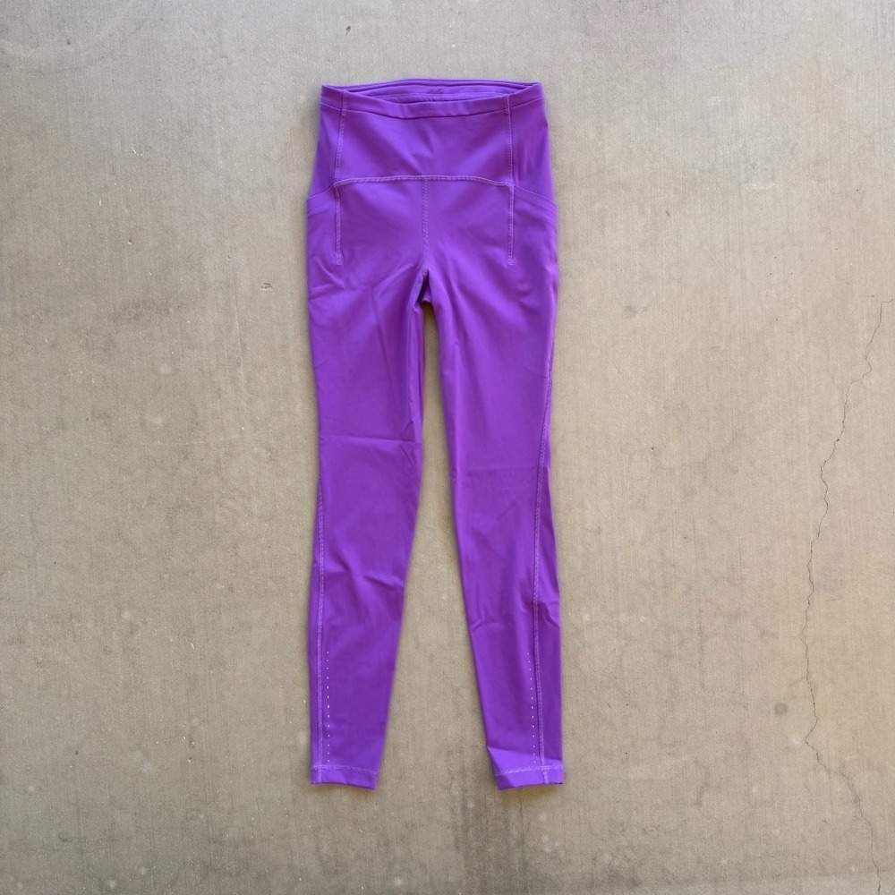 Lululemon Fast & Free High Rise‎ Leggings Purple Side Pocket Women's Size 4